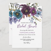 Lila Flora Wasserfarben Elegantes Brautparty Einladung (Vorne/Hinten)