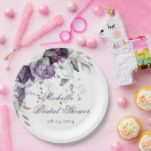 Lila Flora Wasserfarben Elegantes Brautparty Pappteller (Party)