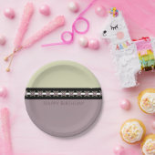 Lila, florakzentrierter Designer Runde Pappteller (Party)