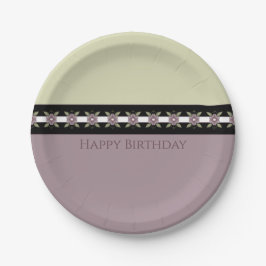 Lila, florakzentrierter Designer Runde Pappteller