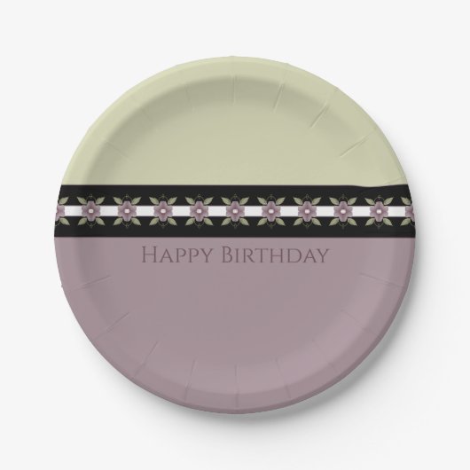 Lila, florakzentrierter Designer Runde Pappteller (Vorderseite)