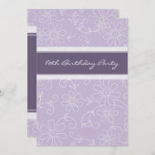 Lila Floral 80. Geburtstagsparty Einladungen (Vorne/Hinten)