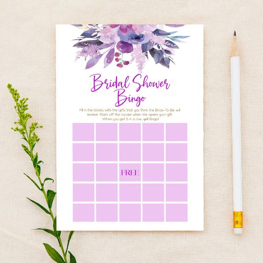Lila Floral Blume Bingo Brautparty Game Briefpapier