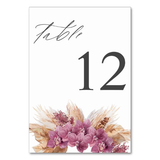 Lila Floral Boho Tischnummer (Vorderseite)