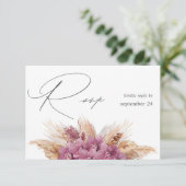 Lila Floral Boho w Meal UAWG RSVP Karte (Stehend Vorderseite)