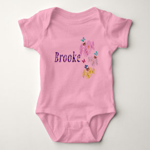 Lila Floral Brooke-Logo, Baby Bodysuit Baby Strampler