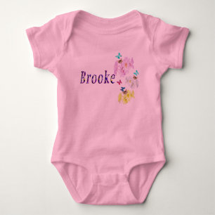 Lila Floral Brooke-Logo, Baby Bodysuit Strampler