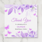 Lila Floral Butterfly Brautparty Vielen Dank Geschenkanhänger (Rückseite)