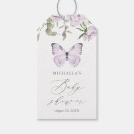 Lila Floral Butterfly Girl Babydusche Geschenkanhänger