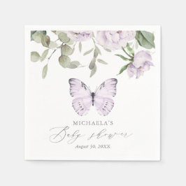 Lila Floral Butterfly Girl Babydusche Serviette