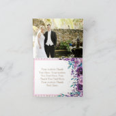 Lila Floral Champagne Gold Hochzeit Vielen Dank Dankeskarte (Innenseite)