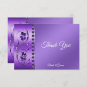 Lila floral Dankeschön Karte (Vorne/Hinten)