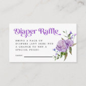 Lila Floral Diaper Raffelticket Begleitkarte (Vorderseite)