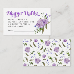 Lila Floral Diaper Raffelticket Begleitkarte
