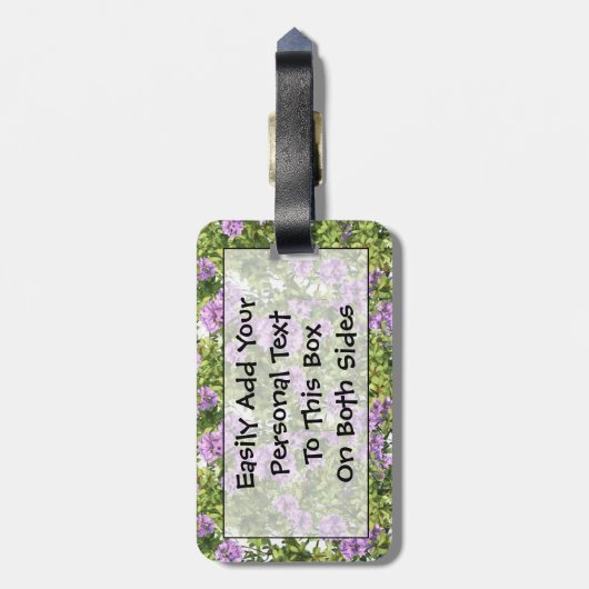 Lila Floral Easy ID Gepäckanhänger (Rückseite vertikal)