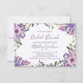 Lila Floral Elegantes Script Bridal Brunch Einladung (Vorderseite)