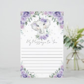 Lila Floral Elephant Geburtstag Kapsel Botschaft (Stehend Vorderseite)