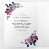 Lila Floral Fall Script Geometric Wedding Dreifach Gefaltete Einladung (Innen Erste Seite)