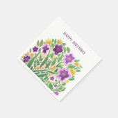 Lila Floral Geburtstag Napkins Serviette (Ecke)