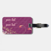 Lila Floral Gepäckträger mit Ledergurt Gepäckanhänger (Rückseite horizontal)