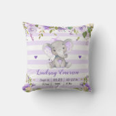 Lila Floral Girl Elephant Kinderzimmer Lilac Laven Kissen (Vorderseite)