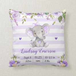 Lila Floral Girl Elephant Kinderzimmer Lilac Laven Kissen