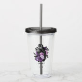 Lila Floral Glam Gothic Owls Acryltrinkbecher (Vorderseite)