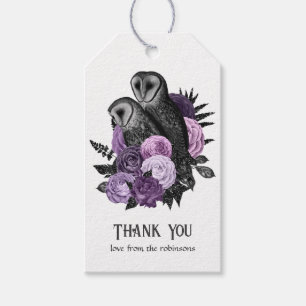 Lila Floral Glam Gothic Owls Geschenkanhänger