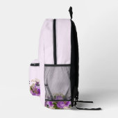 Lila Floral Gold Glitzer Unicorn Rucksack (Rechts)