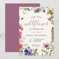 Lila Floral Gurl Kleine Wildblume 1. Geburtstag