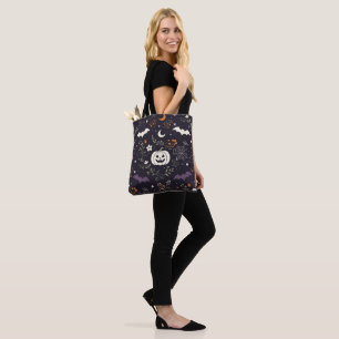 Lila Floral-Halloween-Süßigkeiten-Sammeln Tasche