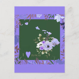 Lila Floral I Liebe Hawaii Staat Karte