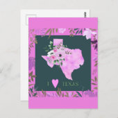 Lila Floral I Liebe Texas Staat Karte (Vorne/Hinten)