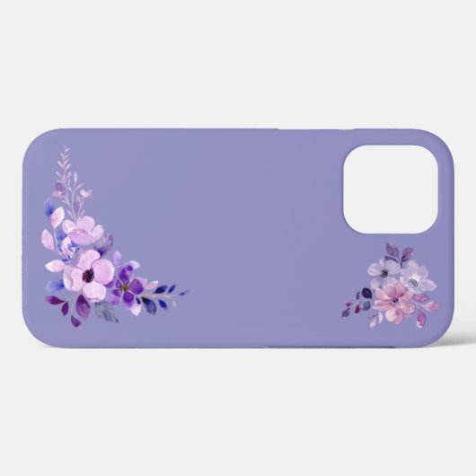 Lila floral iPhone Case (Rückseite (Horizontal))