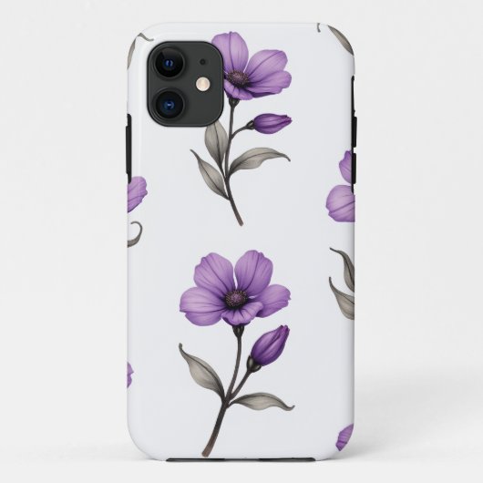 Lila floral iPhone Case (Rückseite)