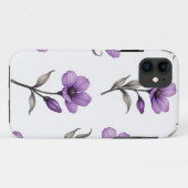Lila floral iPhone Case (Rückseite (Horizontal))