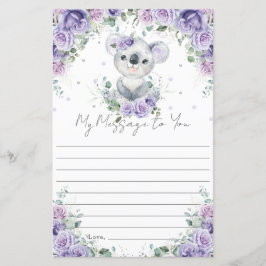 Lila Floral Koala 1. Geburtstag Kapsel Botschaft
