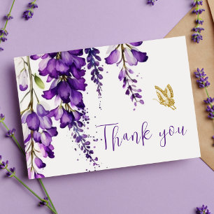 Lila Floral Lavender Boho Wedding Vielen Dank Postkarte