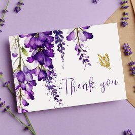 Lila Floral Lavender Boho Wedding Vielen Dank Postkarte