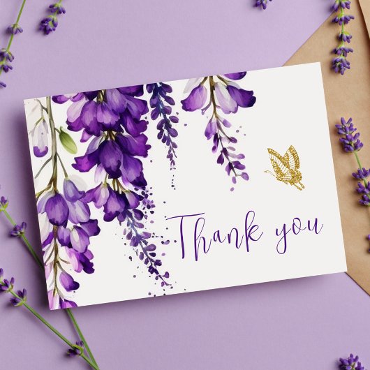 Lila Floral Lavender Boho Wedding Vielen Dank Postkarte