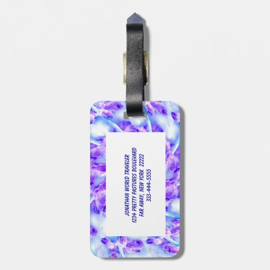 Lila Floral Mandala Gepäckanhänger (Rückseite vertikal)