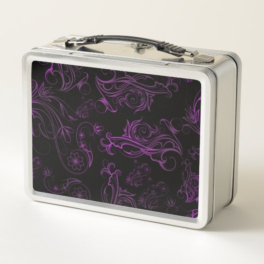 Lila Floral Metal Lunch Box (Rückseite)