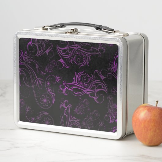Lila Floral Metal Lunch Box (Beispiel)
