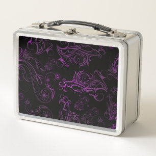 Lila Floral Metal Lunch Box