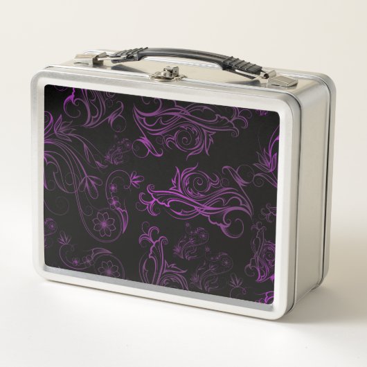 Lila Floral Metal Lunch Box (Vorderseite)