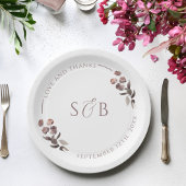 Lila Floral Monogram Hochzeit Pappteller