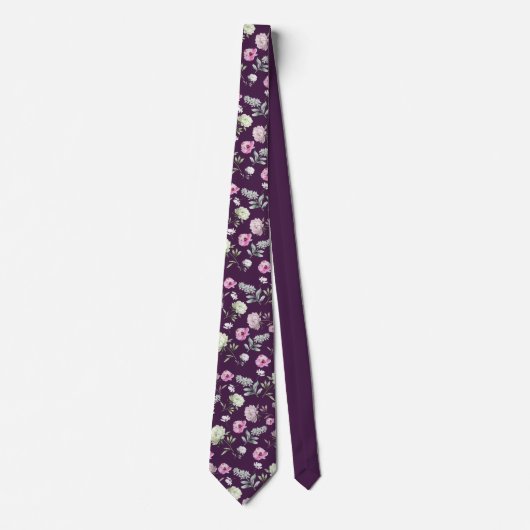 Lila Floral Neck Tie Krawatte (Vorderseite)