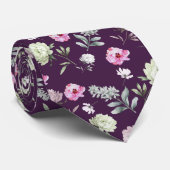 Lila Floral Neck Tie Krawatte (Gerollt)