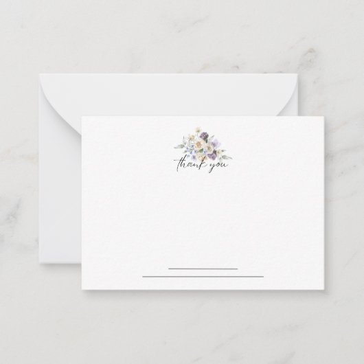 Lila Floral Notecard Vielen Dank Mitteilungskarte (Vorderseite)