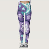 Lila Floral Paisley Fun Leggings (Vorderseite)